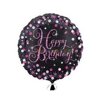   Happy Birthday Pink Celebration Prismatic Szülinapi Fólia Lufi