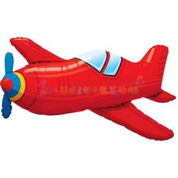 Piros Retro Repülőgép Fólia Lufi