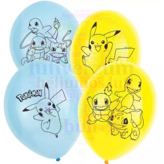   Pokemon - Biológiailag lebomló latex léggömbök, 27 cm, 6 db/csomag