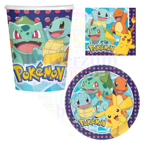 Pokémon party szett 32 db-os 23 cm-es tányérral