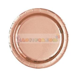 Rózsaarany - Rose Gold Parti Tányér - 22 cm, 8 db-os