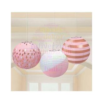 Rosegold Arany Parti Lampion - 24 cm, 3 db-os