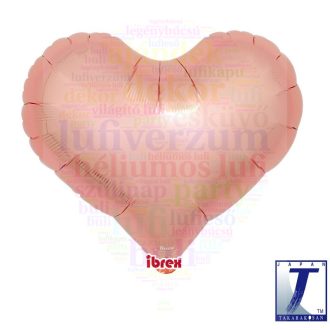 Rózsaarany fólia szív lufi 36 cm