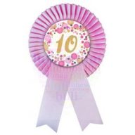   Rózsaszín Szalagos 10-es Pasztell Konfettis Szülinapi Számos Parti Kitűző
