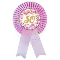   Rózsaszín Szalagos 30-as Pasztell Konfettis Szülinapi Számos Parti Kitűző