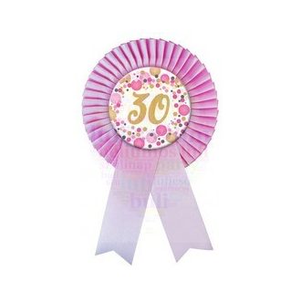   Rózsaszín Szalagos 30-as Pasztell Konfettis Szülinapi Számos Parti Kitűző