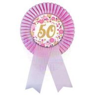   Rózsaszín Szalagos 50-es Pasztell Konfettis Szülinapi Számos Parti Kitűző