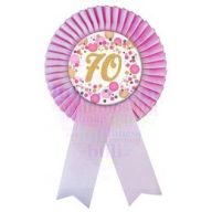   Rózsaszín Szalagos 70-es Pasztell Konfettis Szülinapi Számos Parti Kitűző