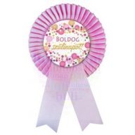   Rózsaszín Szalagos Boldog Szülinapot! Rózsaszín Pasztell Konfetti Kitűző