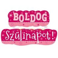   Boldog Szülinapot! Rózsaszín Lányos Banner - 148 cm x 27 cm