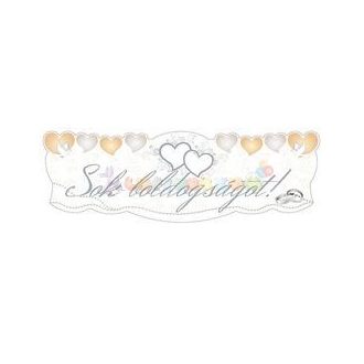  Sok Boldogságot Szívek és Galambok Ezüst Esküvői Banner - 90 cm x 30 cm