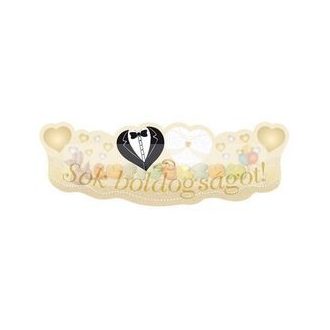   Sok Boldogságot Menyasszony-Vőlegény Arany Esküvői Banner - 90 cm x 30 cm