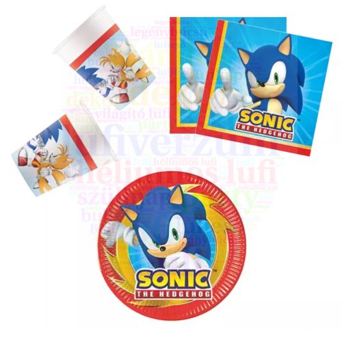 Sonic a sündisznó Sega party szett 36 db-os 20 cm-es tányérral