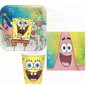 SpongyaBob party szett 32 db-os 23 cm-es tányérral
