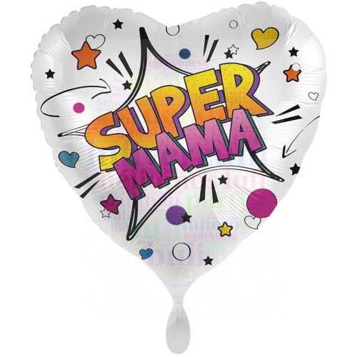 Super Mama szív alakú fólia lufi  Anyák napjára