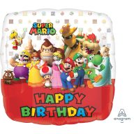 Super Mario és Csapata Szülinapos Fólia Lufi 45 cm