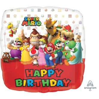 Super Mario és Csapata Szülinapos Fólia Lufi 45 cm