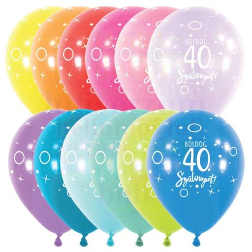 Számos boldog születésnapot feliratú latex lufi darabra - 30-tól 70-ig - 28 cm