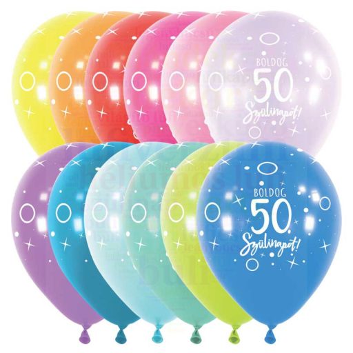 Számos boldog születésnapot feliratú latex lufi darabra - 30-tól 70-ig - 28 cm