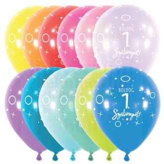   Számos boldog születésnapot feliratú latex lufi darabra - 1- től 10-ig - 28 cm
