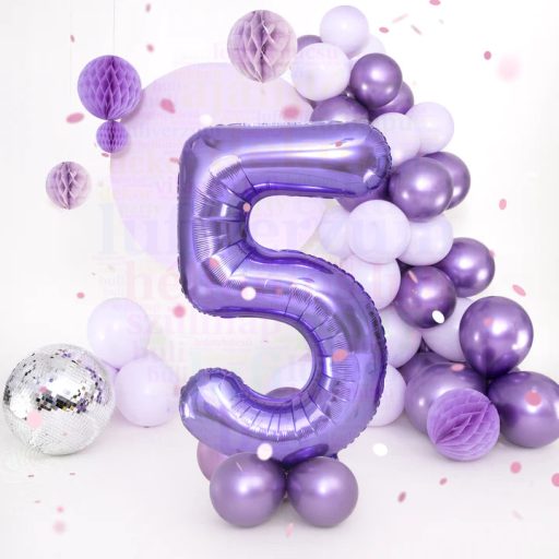 Számos lila fólia lufi 86 cm - 5