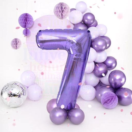 Számos lila fólia lufi 86 cm - 7
