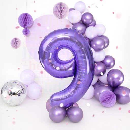 Számos lila fólia lufi 86 cm - 9