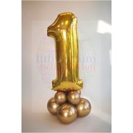 Számos padló dísz króm lufikkal - 120 cm magas