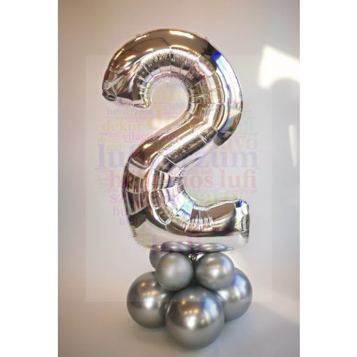 Számos padló dísz króm lufikkal - 120 cm magas