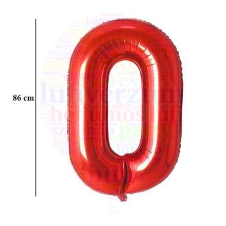 Számos piros fólia lufi 86 cm - 0