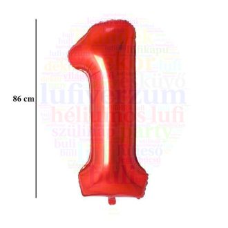 Számos piros fólia lufi 86 cm - 1