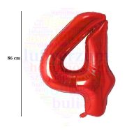 Számos piros fólia lufi 86 cm - 4