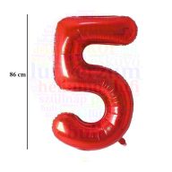 Számos piros fólia lufi 86 cm - 5