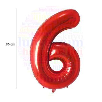 Számos piros fólia lufi 86 cm - 6