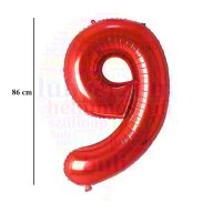 Számos piros fólia lufi 86 cm - 9