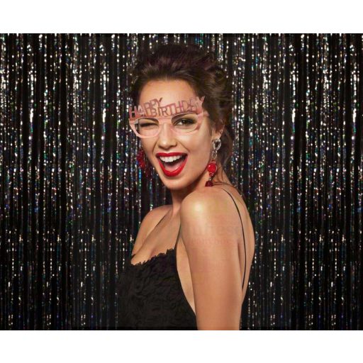 Papír rózsaarany szülinapi party szemüveg 4 db-os