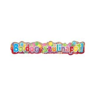   Színes boldog szülinapot feliratú mintás banner - 148 cm-es
