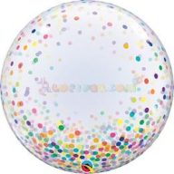   Színes Konfetti Pöttyös Mintás Deco Bubble Lufi, 61 cm-es