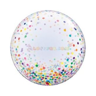   Színes Konfetti Pöttyös Mintás Deco Bubble Lufi, 61 cm-es