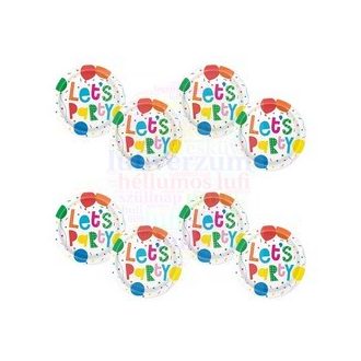 Színes Léggömb Mintás Parti Tányér - 17 cm, 8 db-os