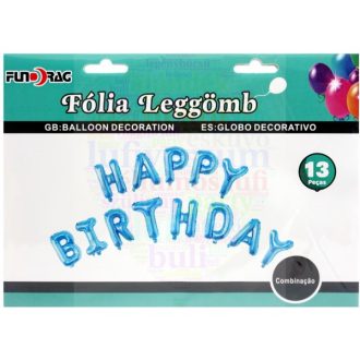   Happy Birthday - Születésnapi fólia lufi betű füzér kék