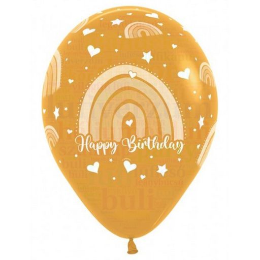 Sempertex szivárványos szülinapi latex lufi vegyesen 12 inch/30 cm