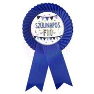   Királykék Szalagos Szülinapos Fiú Kék-Fekete Parti Kitűző