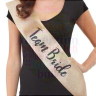   Arany Glitteres Team Bride Feliratú Vállszalag Lánybúcsúra