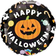 Tök és Cukorkák Halloween Fólia Lufi - 45 cm