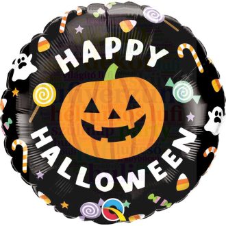Tök és Cukorkák Halloween Fólia Lufi - 45 cm