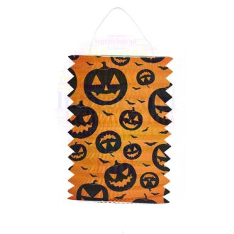 Tök Mintás Henger Lampion Halloween-re, 16 cm