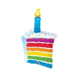 Szivárvány Torta és Gyertya Születésnapi Fólia Lufi