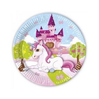 Unicornis Parti Tányér - 8 db-os, 19,5 cm