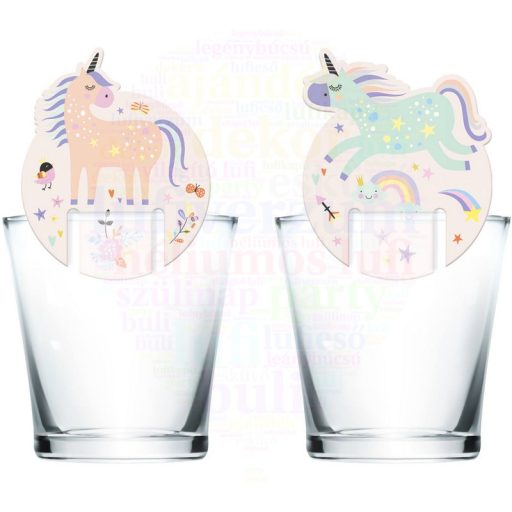 Unikornis Mintás Pohárjelölő, 6 db-os